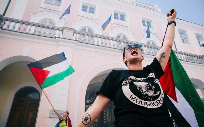 Palestinian solidarity rally in Tallinn on July 15, 2025.