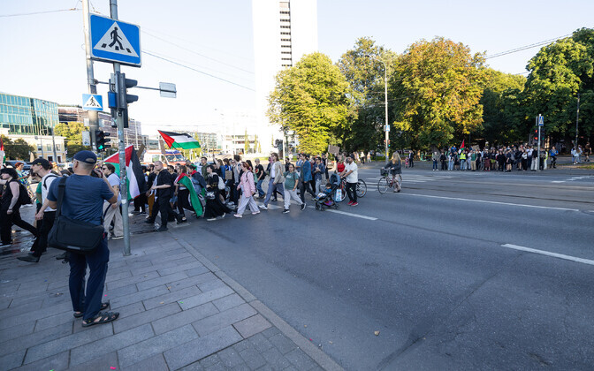 Акция в поддержку Палестины в Таллинне.