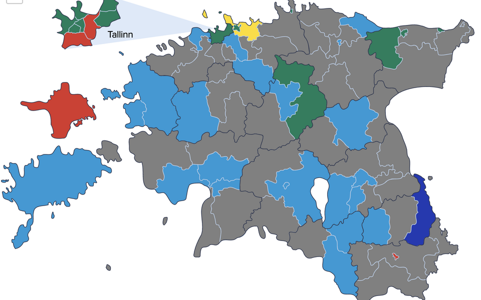 Eesti kaart kov 2025 valiimistulemustega