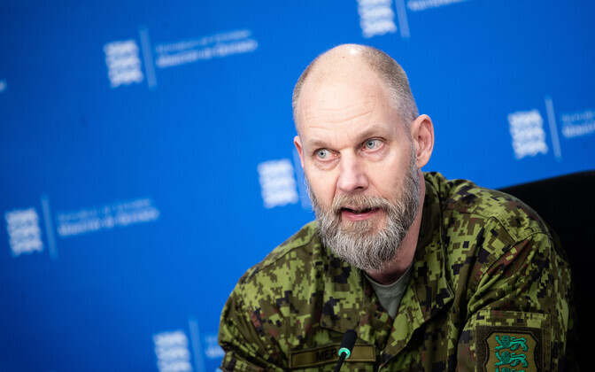 Командующий Силами обороны Эстонии генерал-лейтенант Андрус Мерило на пресс-конференция Сил обороны.