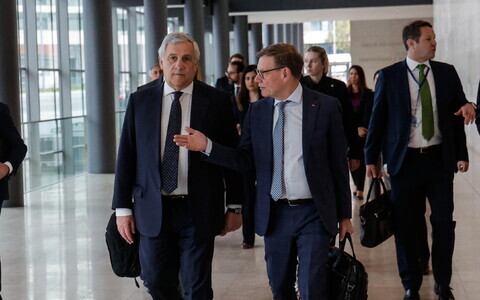 Министр иностранных дел Италии Антонио Таяни (слева) и министр иностранных дел Германии Йоханн Вадефуль (справа).