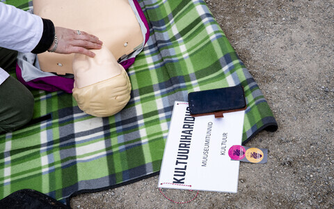 The Tartu 'Happening,' a demonstration highlighting the need for school field trips, took place outside the Ministry of Education and Research, Tuesday, April 28, 2026.