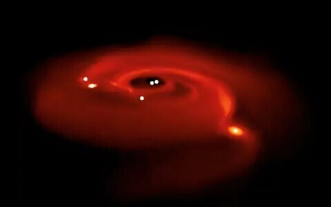 Planeediteke kaksiktähesüsteemis kunstniku kujutuses.